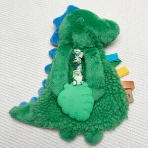 Itzy Ritzy Teether Crinkle Toy Baby Green Dino Dinosaur 9” sensory toy lovey